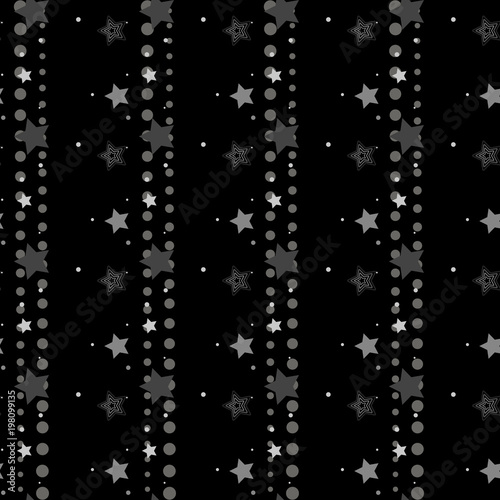 Seamless pattern embroidery stars on black background. Vector illustration photo