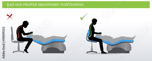 Dental ergonomics. Wrong and correct sitting pose