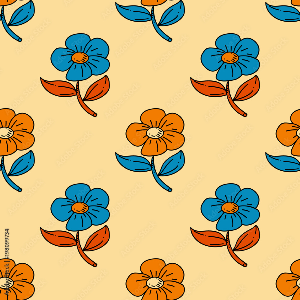Flowers seamless pattern. Original design for print or digital media. Flowers seamless pattern. Original design for print or digital media.
