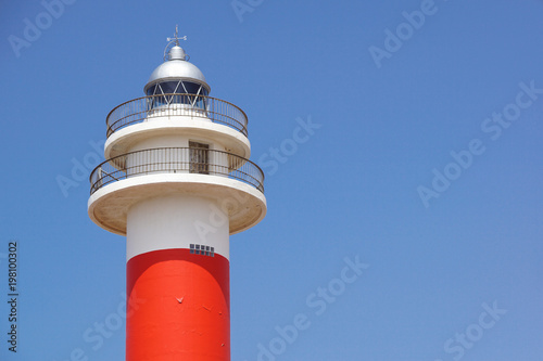 Lighthouse in Fuerteventura . Spain lighthouse. The old lighthouse .