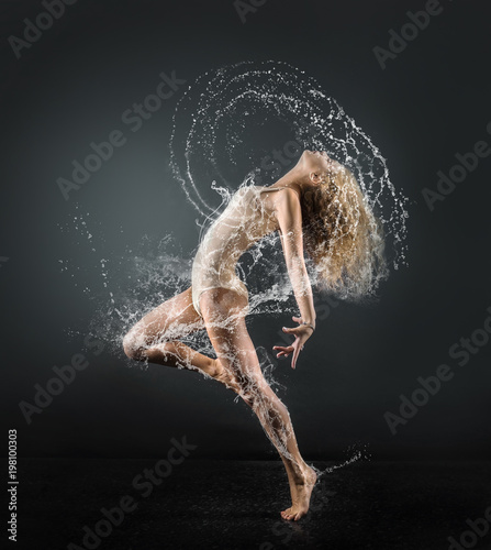 One person, gymnastic, dancer, woman in dynamic beautiful action