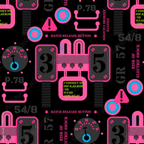 Robot parts and gear seamless pattern. Original design for print or digital media.