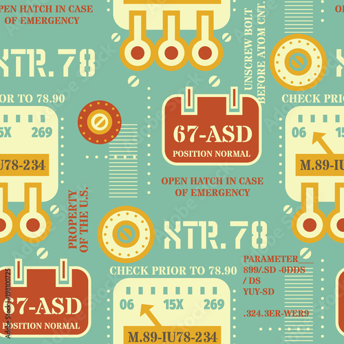 Heavy robot machine seamless pattern. Original design for print or digital media.