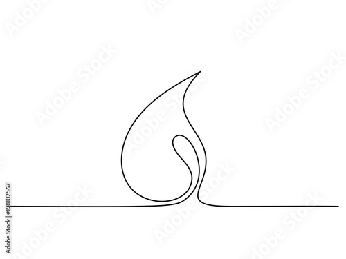 Water or blood drop. Continuous line drawing. Vector illustration