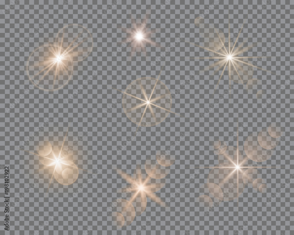 Vector set of glare lighting, twinkle lens flares. Vector set of glare lighting, twinkle lens flares.