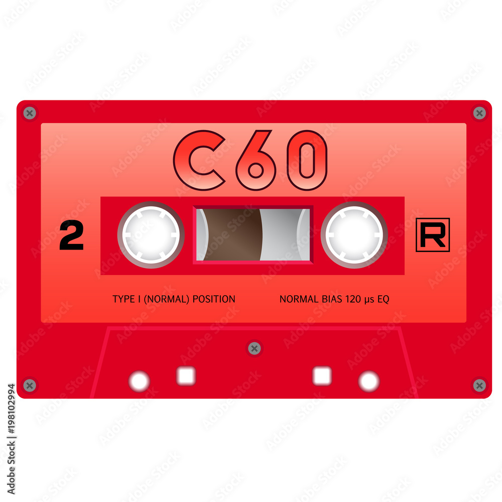 Fototapeta premium Plastic audio cassette tape. Realistic object illustration