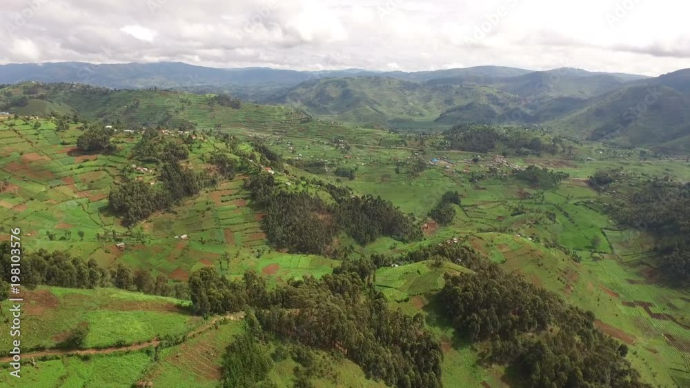 Aerial shot of villages in Uganda
