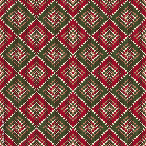 Argyle Abstract Seamless Knitting Pattern. Christmas Knitted Sweater Design. Wool Knit Texture Imitation