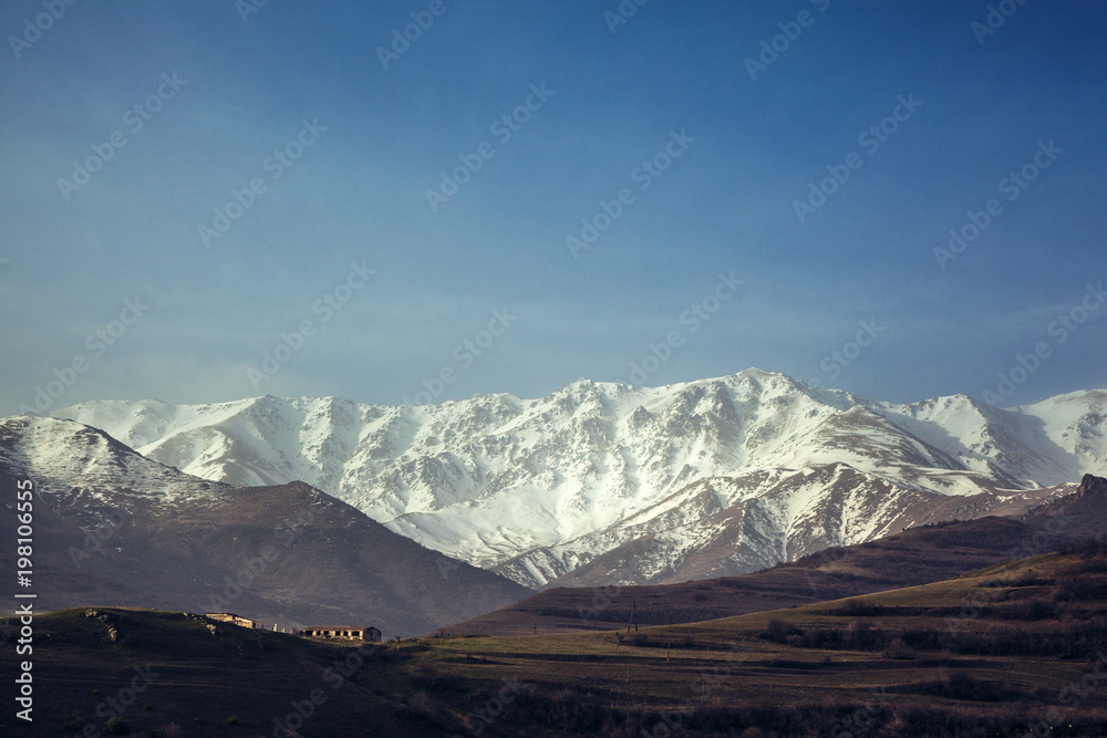 High mountain in morning time. Beautiful natural landscape