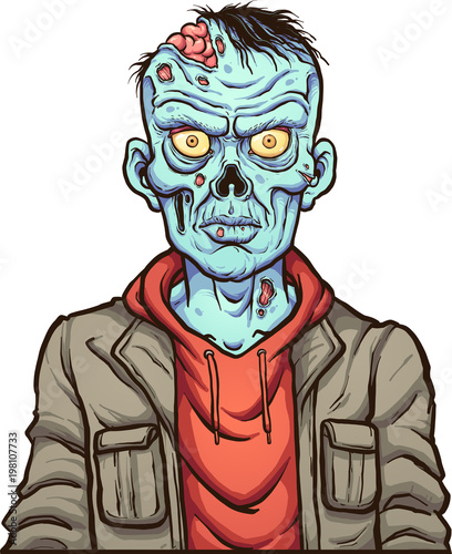 Cartoon serious zombie. Vector clip art illustration with simple gradients. Head and body on separate layers. 