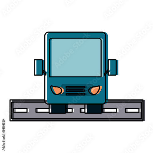 bus on the road icon over white background, colorful design. vector illustration