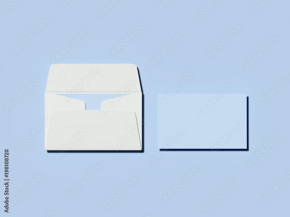 White envelope and blank sheet. 3d rendering White envelope and blank sheet. 3d rendering