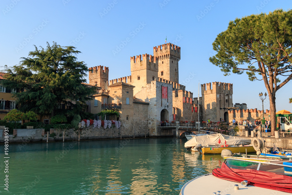 Scaliger castle in Sirmione, Italy at Lake Garda