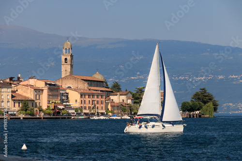 Salo at Lake Garda, Italy with a boat crossing