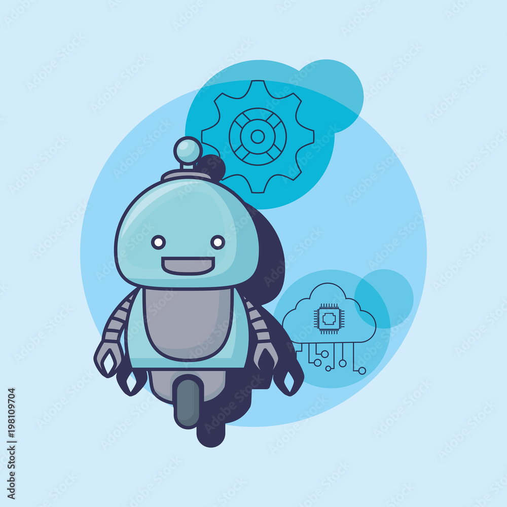 cartoon Robot with artificial intelligence related icons over background,  colorful design vector illustration Stock Vector | Adobe Stock