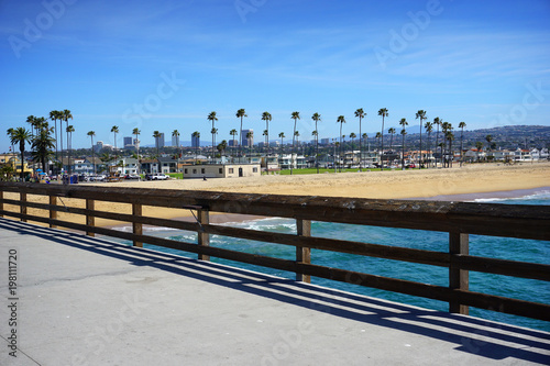 Orange County California beach and skyline from pier photo