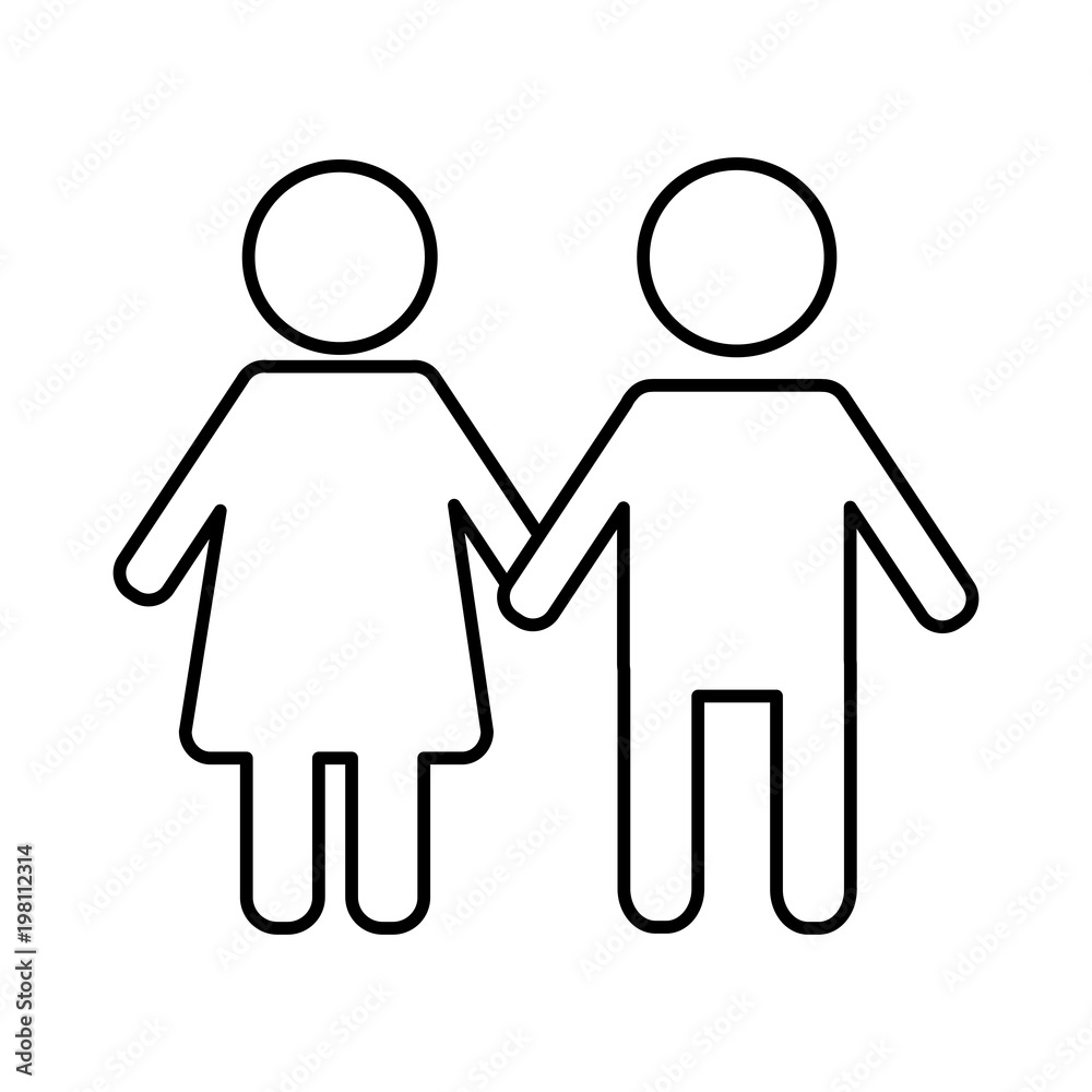 pictogram male and female couple holding hands vector illustration outline design pictogram male and female couple holding hands vector illustration outline design