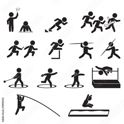 Track and field athletics icon set, Vector.