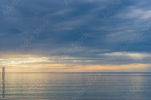 Gentle colors of sea on sunset