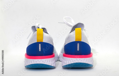 Colorful sport shoes in back view
