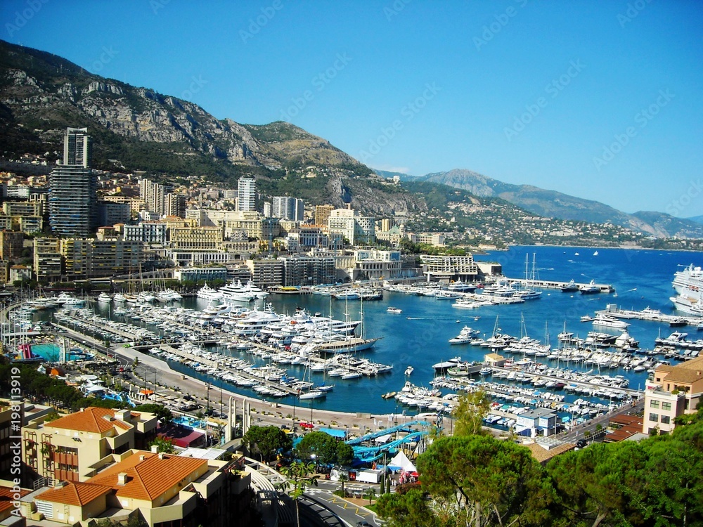 sunny and  luxurious port in Monaco