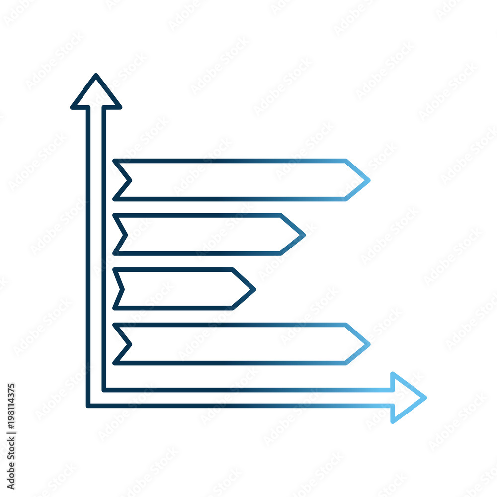 business statistic bar graph arrows horizontal vector illustration gradient blue color
