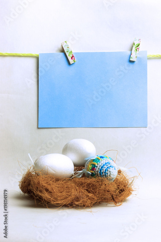 Easter card design. White background.