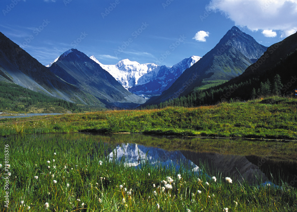 Ak-kem valley and lake. Altai mountains, Russia