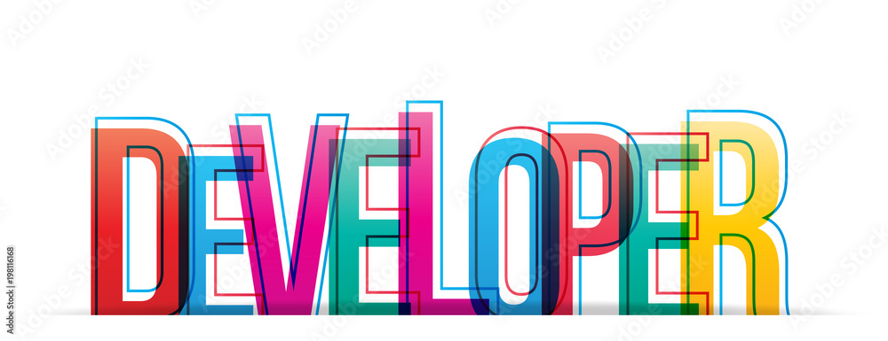 Developer colorful word. Vector illustration.