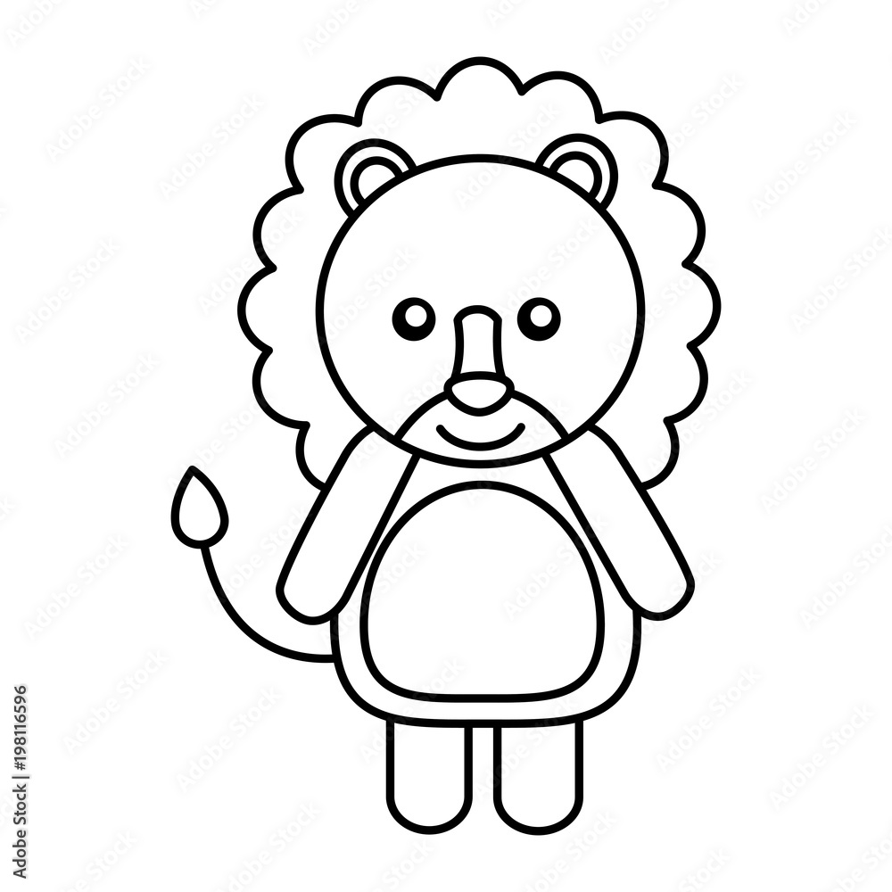 Fototapeta premium cute lion toy animal image vector illustration outline design