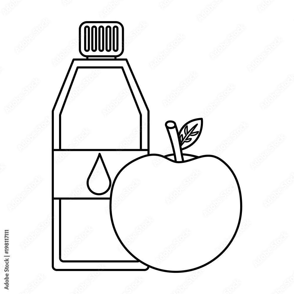 fruit apple and bottle water healthy lifestyle vector illustration outline design fruit apple and bottle water healthy lifestyle vector illustration outline design