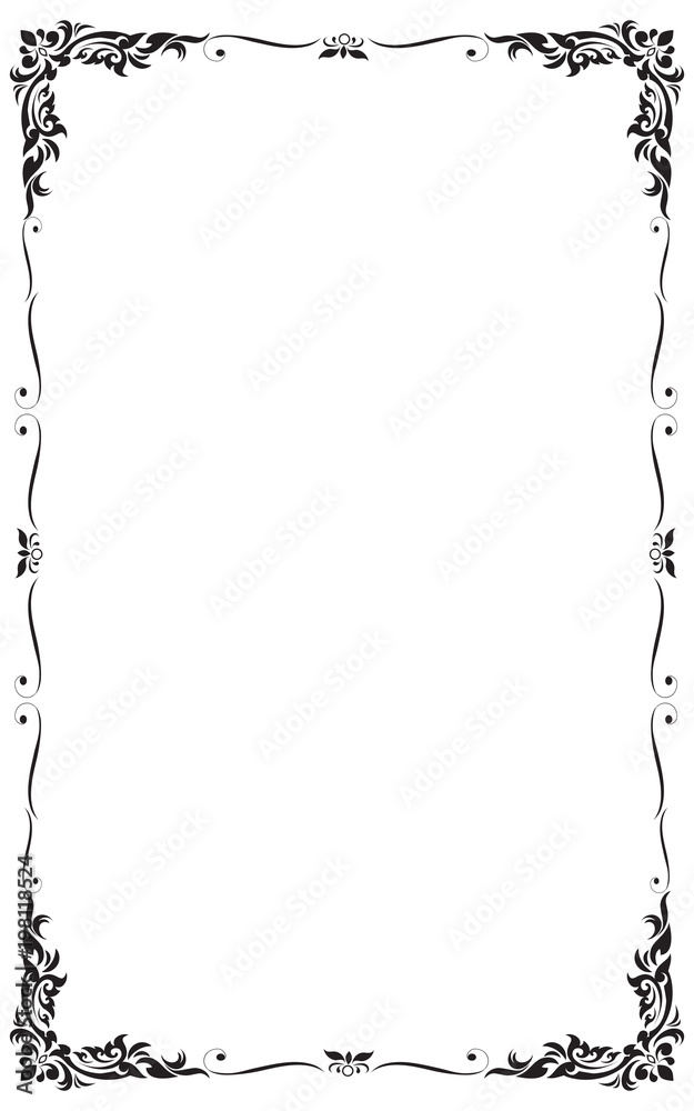 Decorative frame and border for design of birthday and greeting card wedding, Black and white, Vector illustration Decorative frame and border for design of birthday and greeting card wedding, Black and white, Vector illustration