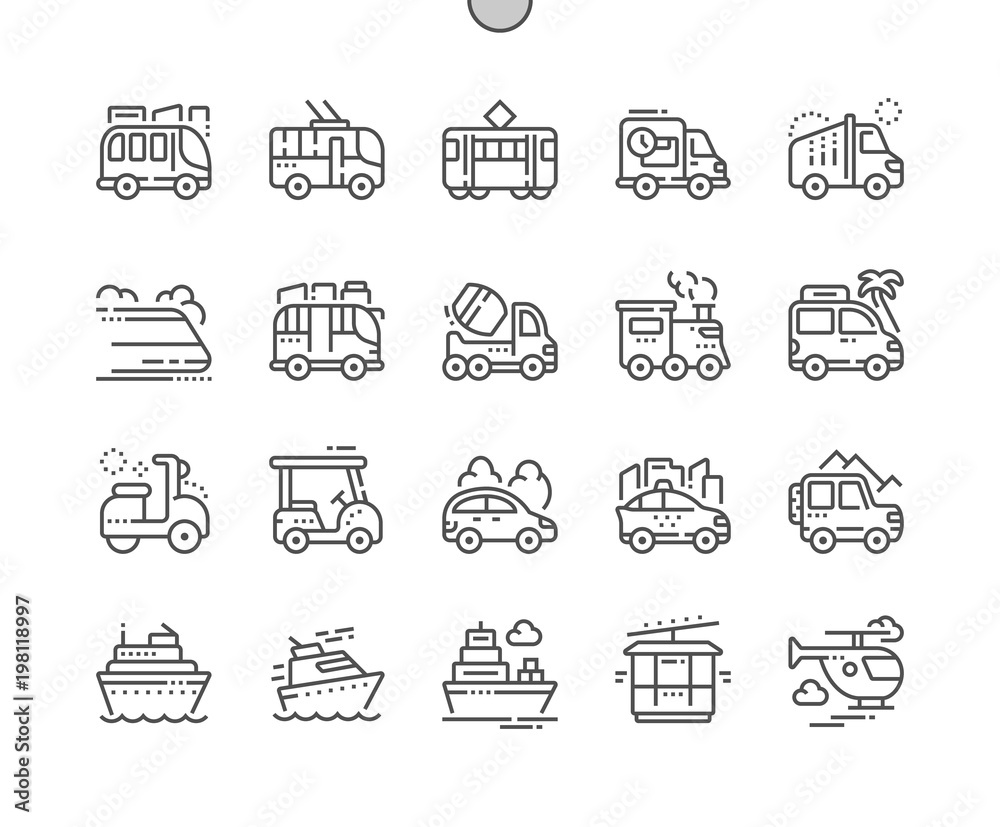 Transport Side View Well-crafted Pixel Perfect Thin Line Icons 30 2x Grid for Web Graphics and Apps. Simple Minimal Pictogram Transport Side View Well-crafted Pixel Perfect Thin Line Icons 30 2x Grid for Web Graphics and Apps. Simple Minimal Pictogram