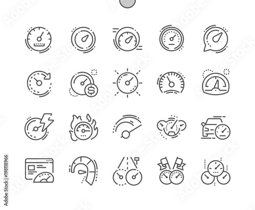Speedometer Well-crafted Pixel Perfect Vector Thin Line Icons 30 2x Grid for Web Graphics and Apps. Simple Minimal Pictogram