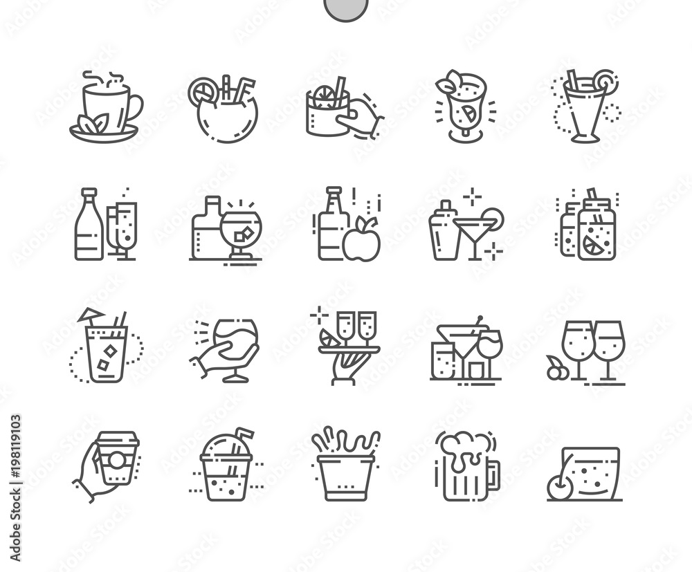 Drinks Well-crafted Pixel Perfect Vector Thin Line Icons 30 2x Grid for Web Graphics and Apps. Simple Minimal Pictogram Drinks Well-crafted Pixel Perfect Vector Thin Line Icons 30 2x Grid for Web Graphics and Apps. Simple Minimal Pictogram