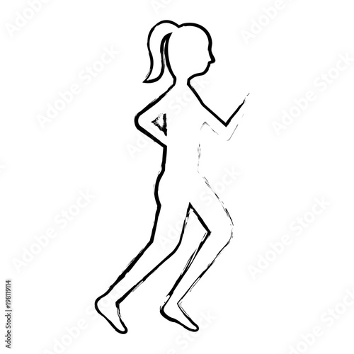 silhouette woman fitness runner sport image vector illustration sketch image