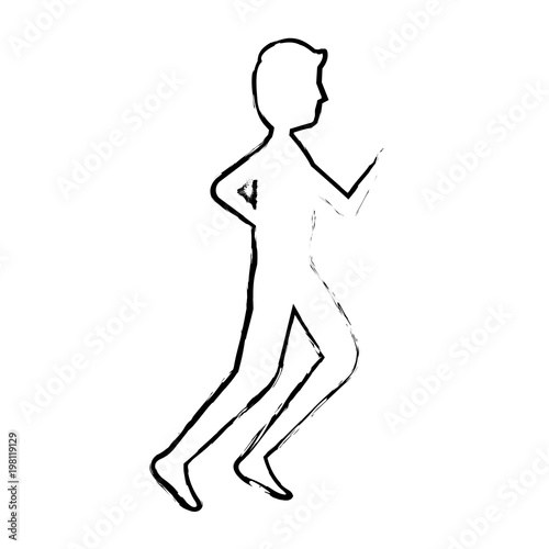 silhouette fitness sport man running vector illustration sketch image