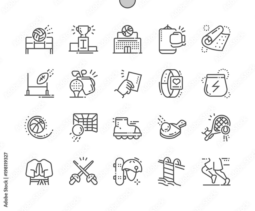 Sport Well-crafted Pixel Perfect Vector Thin Line Icons 30 2x Grid for Web Graphics and Apps. Simple Minimal Pictogram