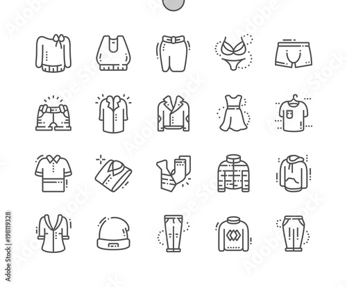 Clothes Well-crafted Pixel Perfect Vector Thin Line Icons 30 2x Grid for Web Graphics and Apps. Simple Minimal Pictogram