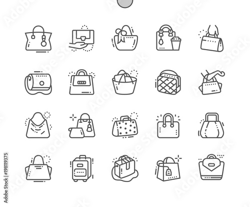 Bags Well-crafted Pixel Perfect Vector Thin Line Icons 30 2x Grid for Web Graphics and Apps. Simple Minimal Pictogram