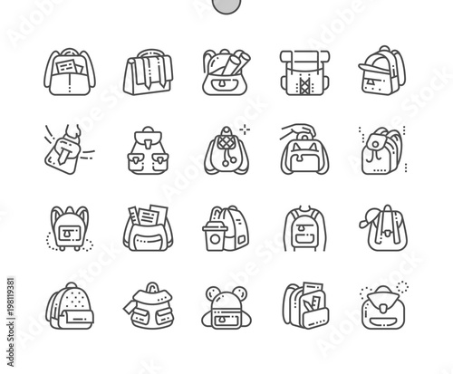 Backpack Well-crafted Pixel Perfect Vector Thin Line Icons 30 2x Grid for Web Graphics and Apps. Simple Minimal Pictogram