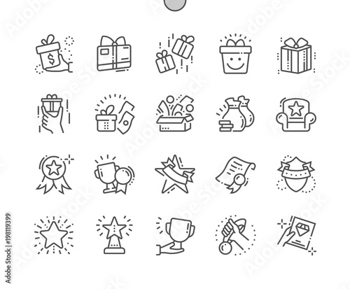 Rewards Well-crafted Pixel Perfect Vector Thin Line Icons 30 2x Grid for Web Graphics and Apps. Simple Minimal Pictogram