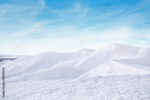 Beautiful snowy mountains on winter day