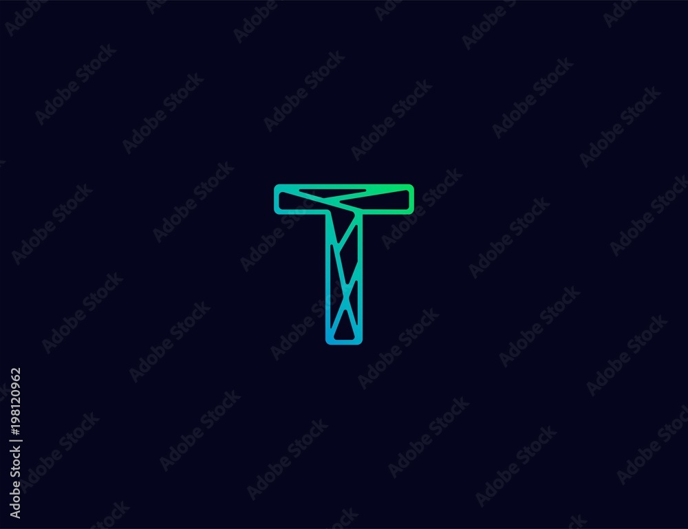 Abstract line art  logo. letter T  tech logo template