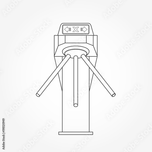 Turnstile card entrance - security system of access, outline