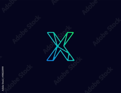Abstract line art  logo. letter X tech logo template
