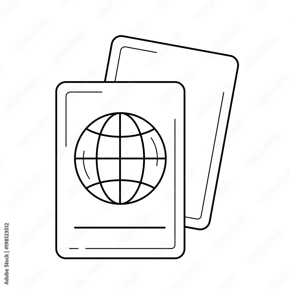 Passport vector line icon isolated on white background. Passport line icon for infographic, website or app. Icon designed on a grid system. Passport vector line icon isolated on white background. Passport line icon for infographic, website or app. Icon designed on a grid system.