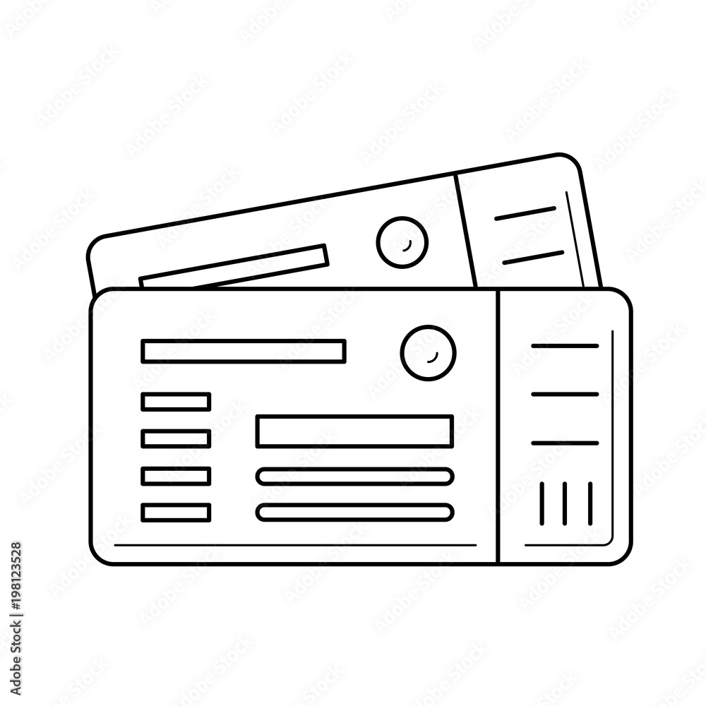 Plane tickets vector line icon isolated on white background Plane tickets vector line icon isolated on white background
