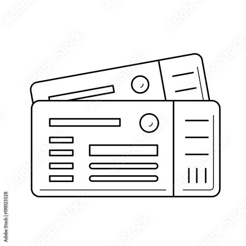Plane tickets vector line icon isolated on white background