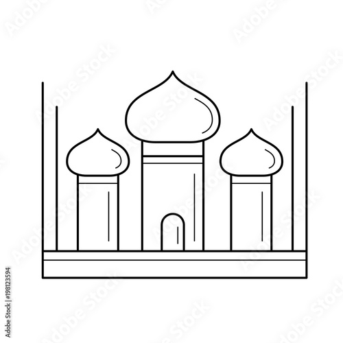 Taj Mahal vector line icon isolated on white background. Taj Mahal line icon for infographic, website or app. Icon designed on a grid system.